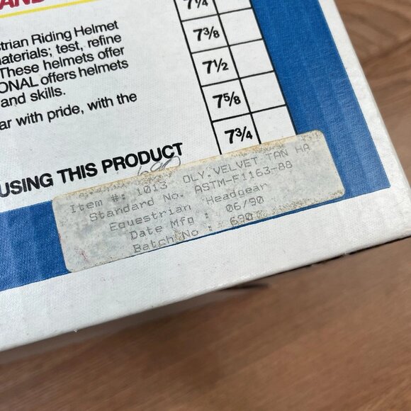 Vintage Olympian Equestrian Riding Helmet Black Velvet Women's Size 7 1/8 in Box - Picture 5 of 13